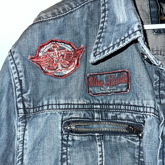 Hama Denium Co. Y2K Vintage Premium Collection Distressed Denim Jacket Size XL - Picture 3 of 8